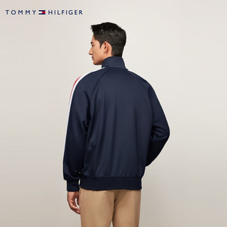 TOMMY HILFIGER24春秋男休闲通勤拼色刺绣立领拉链开衫运动服卫衣78JA248 藏青色FAP S