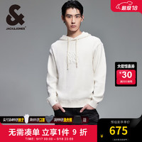 杰克·琼斯（JACK&JONES）冬季胸前立体绒感字母潮流百搭宽松抽绳连帽毛衣男224413008 奶白A42 常规 奶白A42 170/92A/S