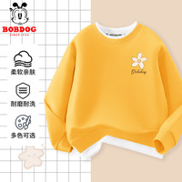 BoBDoG巴布豆女童秋装2024拼接长袖卫衣儿童上衣小女孩宽松假两件衣服 姜 花瓣巴布X 110
