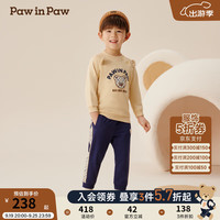 PawinPaw卡通小熊童装2024年秋冬男女宝宽松休闲套装舒适运动 Beige米色/35 130cm