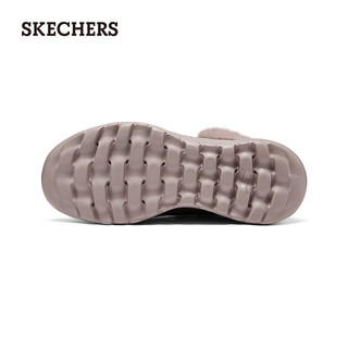 斯凯奇（Skechers）女鞋加绒保暖中筒雪地靴子舒适柔软144335 茱萸粉/MVE 39.5