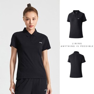 LI-NING 李宁 Polo衫短袖速干T恤女翻领夏季休闲透气半袖训练运动衬衫