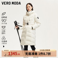 VEROMODA羽绒服女2024秋冬腰带连帽90白鸭绒羽绒服保暖舒适 本白色 160/80A/S
