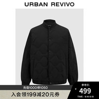 UR2024秋冬男装轻熟时尚水波纹绗缝宽松羽绒服UMM140001 黑色 L