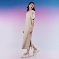 FILA 斐乐 女装FUSION系列连衣裙女宽松柔软圆领长款日常针织连衣裙