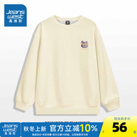 真维斯女装宽松卫衣2024秋季潮流休闲圆领套头印花上衣女G2 杏色8170 165/84A/S