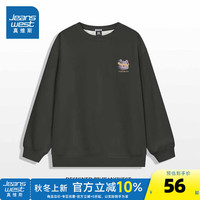 真维斯女装宽松卫衣2024秋季潮流休闲圆领套头印花上衣女G2 深灰色8048 170/88A/M