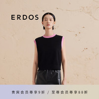 ERDOS 24秋冬圆领百搭减龄时尚摩登复古女背心套衫羊绒衫 黑 175/96A/XXL