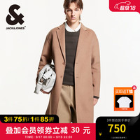 杰克·琼斯（JACK&JONES）男装衣服秋冬商务休闲中长款毛呢大衣男羊毛呢子双面羊绒外套男士 E11咖色 195/112A/XXXL