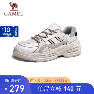 骆驼（CAMEL）增高厚底缓震时尚百搭低帮休闲滑板鞋男 G14A852686 黑米色 40 