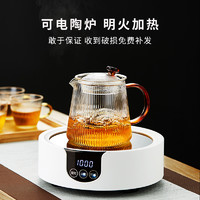 诗米乐 S-850 玻璃茶壶 901mL 条纹壶 540ML 304不锈钢内胆