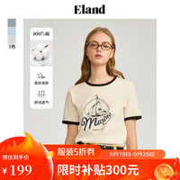 ELAND衣恋航海度假风T恤女美式休闲风H型短袖上衣2024夏季 乳白色(64)Cream M/165