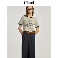 ELAND衣恋航海度假风T恤女美式休闲风H型短袖上衣2024夏季 乳白色(64)Cream S/160