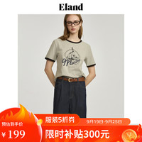 ELAND衣恋航海度假风T恤女美式休闲风H型短袖上衣2024夏季 中灰色(18)M/Grey M/165