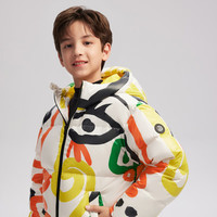 波司登（BOSIDENG）冬季羽绒服男女童简约风龙年红色短连帽休闲保暖外套T30143830 涂鸦魔术师9Y70 130/64