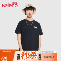 Baleno 班尼路 中性港风字母印花宽松圆领打底衫情侣装 000A