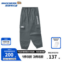 Skechers斯凯奇男童梭织长裤中大童春秋季帅气休闲宽松工装束脚裤L424K025 铁门灰/006L 120cm