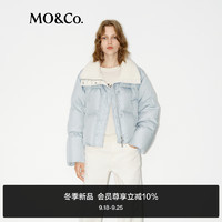 MO&Co.羽绒服2024冬90%鸭绒大翻领短款廓形外套MBD4EINT11 冰灰蓝色 S/160