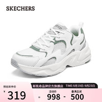 斯凯奇（Skechers）男鞋2024年踏浪老爹鞋透气休闲运动鞋熊猫鞋118321 白色/绿色/WGR 43