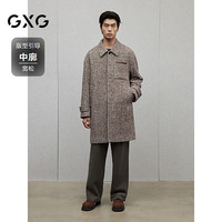 GXG男装 花色小香风面料时尚通勤长款羊毛大衣外套 24年冬季 花色 170/M