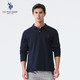 U.S. POLO ASSN. 翻领商务休闲长袖纯棉polo衫藏蓝色M-XXXL号