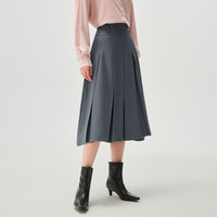 海澜之家（HLA）半身裙女24长款显瘦商务A字百褶裙女春秋 深灰X8 165/72A L115-130斤