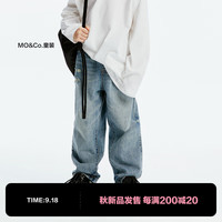 little MO&Co.REEBOK联名系列 little moco童装男女童破洞直筒纯棉牛仔裤 牛仔蓝色 110/53