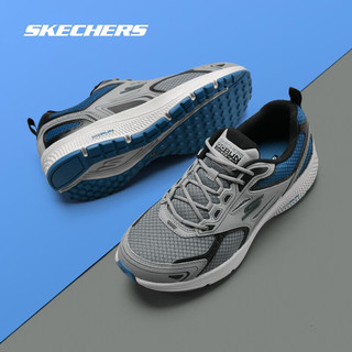 SKECHERS 斯凯奇 新款男鞋轻盈舒适缓震跑步鞋透气网面软底运动休闲鞋 81-灰色/蓝色 43.5