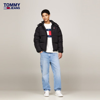 TOMMY JEANS【面包羽绒】24秋冬男装复古刺绣鸭绒连帽宽松羽绒服19537 黑色BDS S