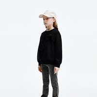 little MO&Co.little moco童装24秋装女童蝴蝶结圆领长袖卫衣KBD3SWS026 黑色 110/52
