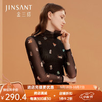 JINSANTA 金三塔 基础打底衣女真丝网眼印花打底衫上衣 万物可爱9968 XL