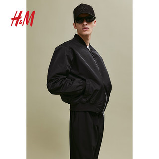 H&M2024秋季男士飞行员夹克1237094 黑色 165/84 XS