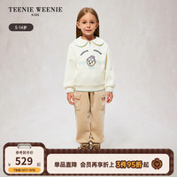 Teenie Weenie Kids小熊童装24秋冬款女童休闲娃娃领加绒套头卫衣 象牙白 150cm