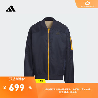 adidas双面穿摇粒绒飞行员外套男女大童儿童秋冬阿迪达斯轻运动 传奇墨水蓝 176CM