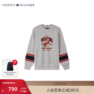 TOMMY HILFIGER24新款秋冬童装男纯棉休闲拼色字母印花圆领卫衣TH2432180 BC1