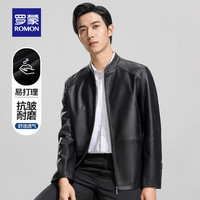 罗蒙(ROMON)男士仿PU皮立领皮衣秋季商务休闲轻奢易打理皮夹克外套 黑色 180