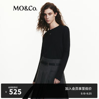 MO&Co.【钟楚曦同款】24秋M LOGO棉质圆领长袖T恤百搭MBD3TEET02 黑色 M/165