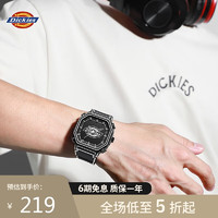 Dickies手表潮流小方块运动时尚防水中性石英硅胶表CL-610 【黑色】