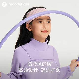 moodytiger女童卫衣防风抓绒24年冬季儿童卫衣童装柔软舒适高领套头上衣 炭黑色 140cm