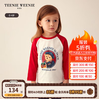 Teenie Weenie Kids小熊童装24秋季女宝百搭撞色插肩袖长袖T恤 红色 120cm