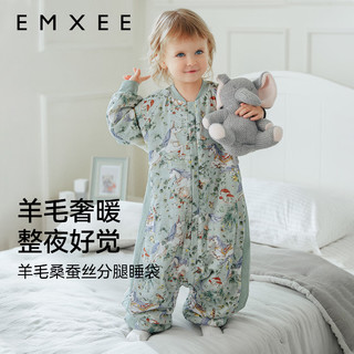 嫚熙（EMXEE）婴儿分腿睡袋儿童宝宝秋冬季 竹棉羊毛桑蚕丝睡袋 【适暖】天鹅舞曲 18-24℃ 80码