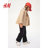 H&M童装女童2024秋季有领双排扣短风衣1236923 米色 130/64
