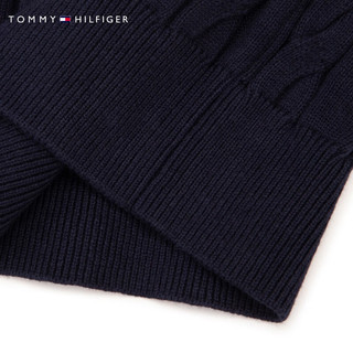 TOMMY HILFIGER24秋冬童装男棉羊绒混纺拼色绞花POLO领毛衣TH2432168 藏青白条纹654 6/120cm