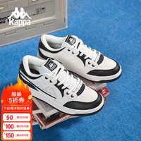 KAPPA卡帕男鞋小白鞋2024秋季低帮潮流休闲鞋子经典滑板鞋运动板鞋 黑色／经典白 41
