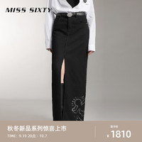 MISS SIXTY x Keith Haring 跨界合作系列2024秋季牛仔长裙女 黑灰 L