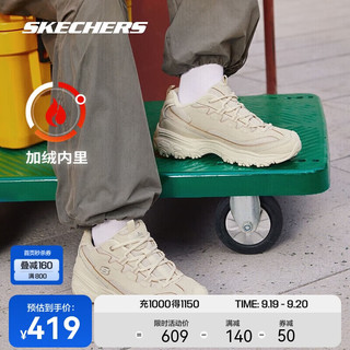 SKECHERS 斯凯奇 加绒黑白金|女款复古休闲熊猫运动鞋