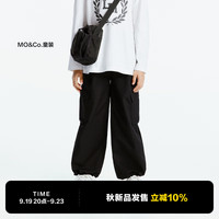 little MO&Co.little moco童装24秋装男女童亲子装长裤工装裤直筒裤束脚裤 黑色  120/53