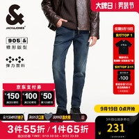 杰克·琼斯（JACK&JONES）男装秋冬百搭休闲保暖弹力905锥形牛仔裤男厚款薄绒长裤牛仔男裤 A13深牛仔蓝 加绒 170/76A/SR