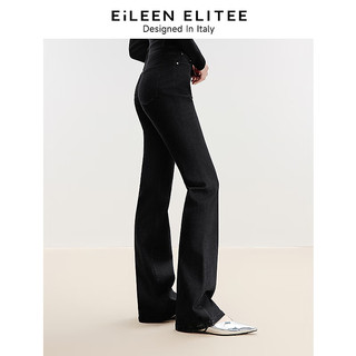 朗姿欧洲EiLEEN ELITEE2024冬高级感长裤直筒休闲黑色牛仔裤 夜幕黑色 L