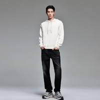 杰克·琼斯（JACK&JONES）冬季胸前立体绒感字母潮流百搭宽松抽绳连帽毛衣男224413008 奶白A42 常规 奶白A42 180/100A/L